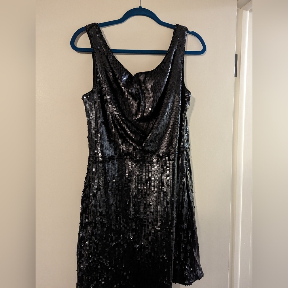 Oasis size 14 cowl-neck metallic glitter dress. Fits size 12 or smaller 14.
